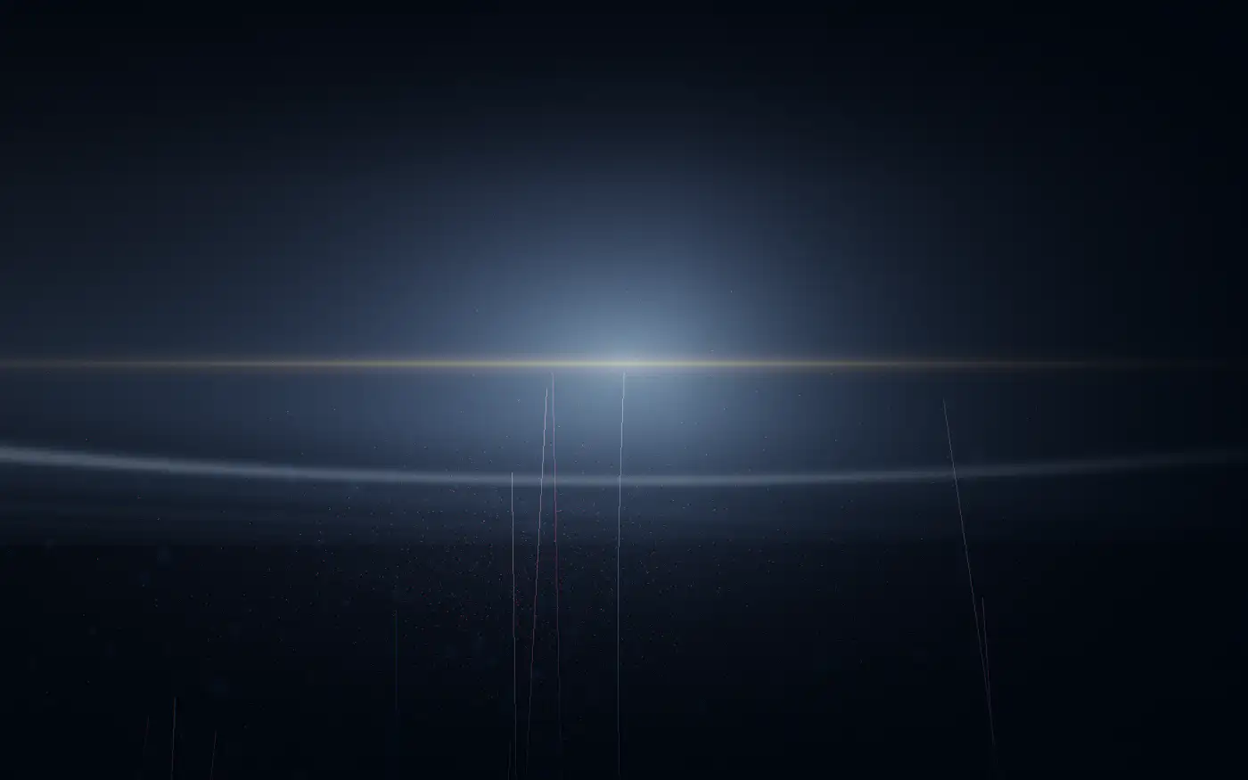 A single thread of light breaking the line into full brightness.